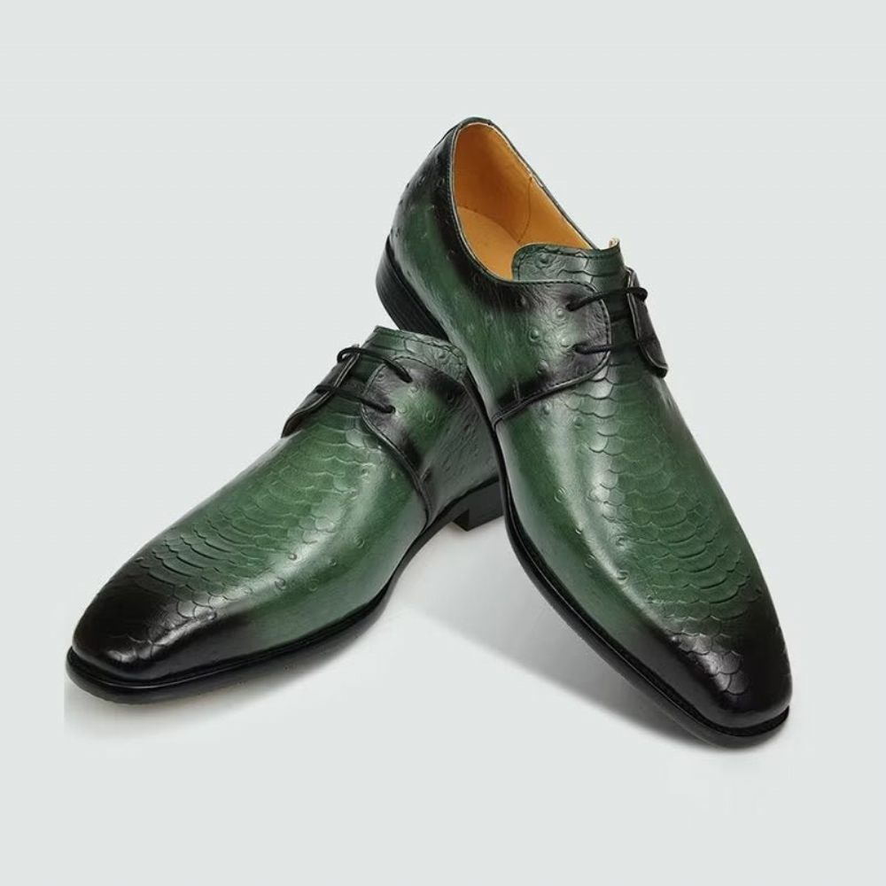 Chaussures Formelles Pour Hommes Mariage Cuir Brogue Sur Mesure Chics - Vert