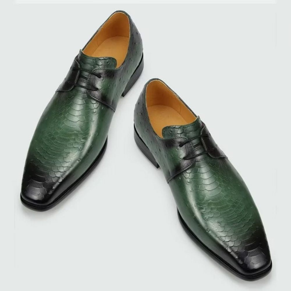 Chaussures Formelles Pour Hommes Mariage Cuir Brogue Sur Mesure Chics - Vert