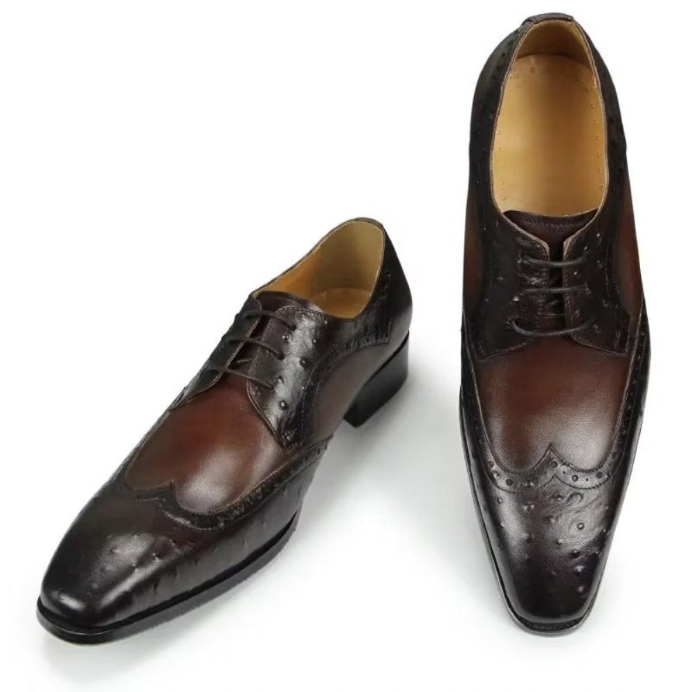 Chaussures Formelles Pour Hommes Mariage Cuir Brogue Sur Mesure Modish - Café