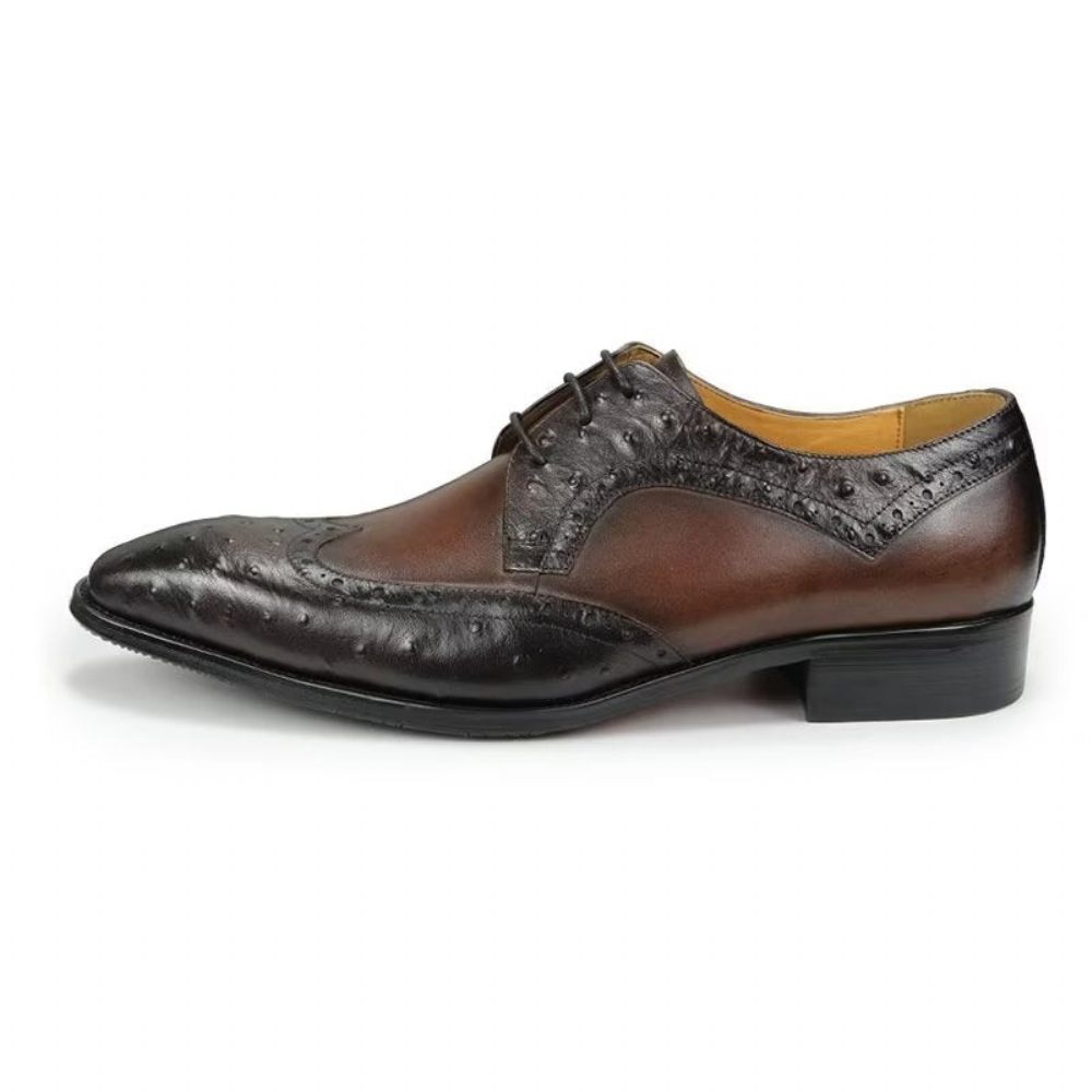 Chaussures Formelles Pour Hommes Mariage Cuir Brogue Sur Mesure Modish - Café