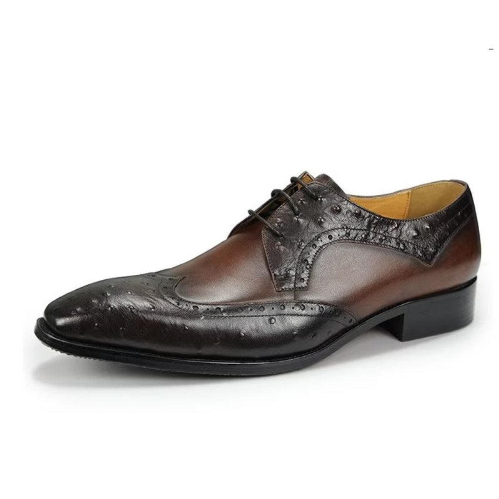 Chaussures Formelles Pour Hommes Mariage Cuir Brogue Sur Mesure Modish - Café