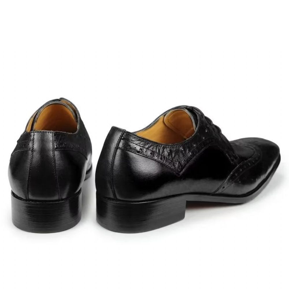 Chaussures Formelles Pour Hommes Mariage Cuir Brogue Sur Mesure Modish - Noir