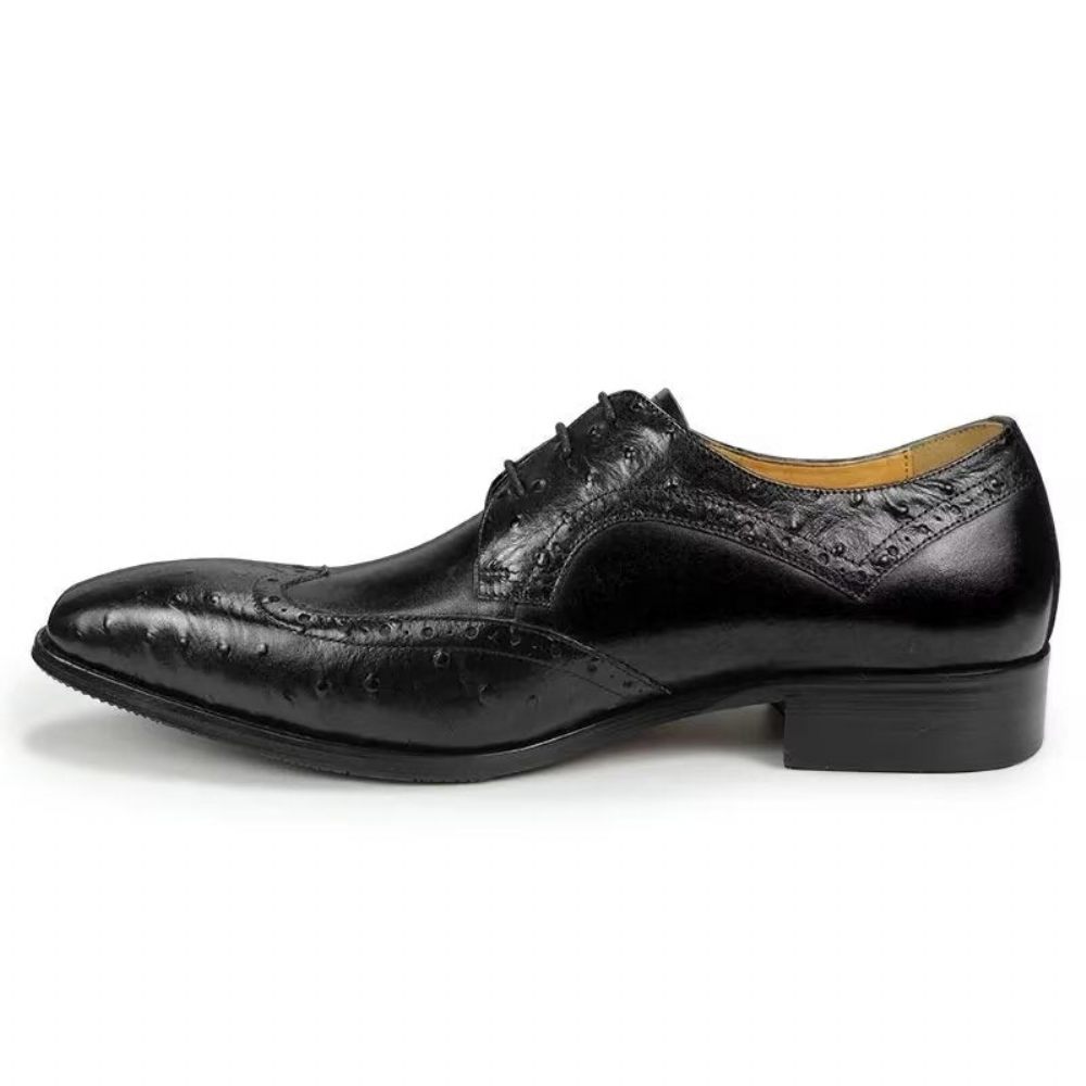 Chaussures Formelles Pour Hommes Mariage Cuir Brogue Sur Mesure Modish - Noir