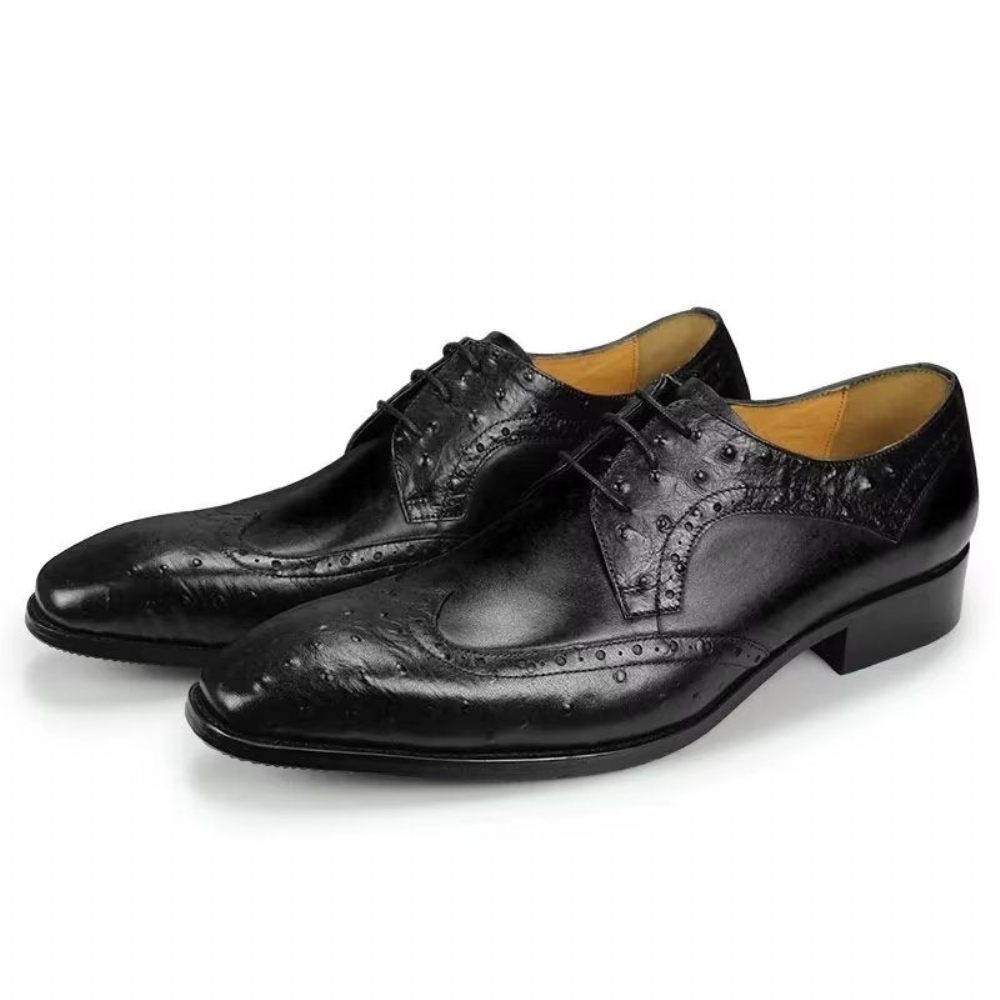 Chaussures Formelles Pour Hommes Mariage Cuir Brogue Sur Mesure Modish - Noir