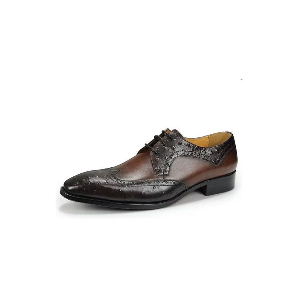 Chaussures Formelles Pour Hommes Mariage Cuir Brogue Sur Mesure Modish - Café