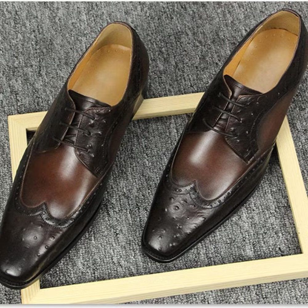 Chaussures Formelles Pour Hommes Mariage Cuir Brogue Sur Mesure Modish - Café