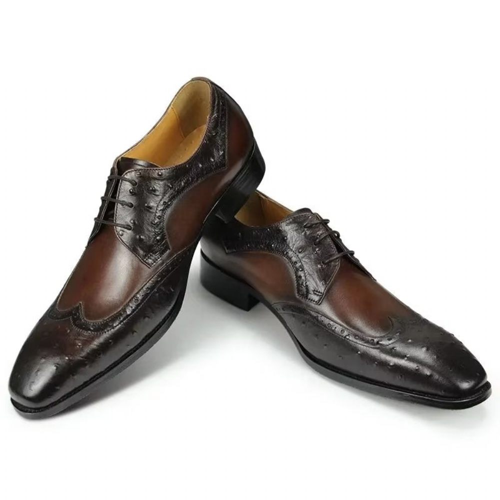 Chaussures Formelles Pour Hommes Mariage Cuir Brogue Sur Mesure Modish - Café