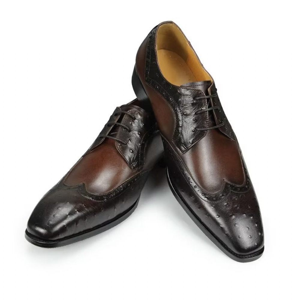 Chaussures Formelles Pour Hommes Mariage Cuir Brogue Sur Mesure Modish - Café