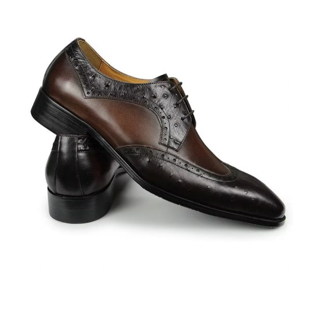 Chaussures Formelles Pour Hommes Mariage Cuir Brogue Sur Mesure Modish - Café