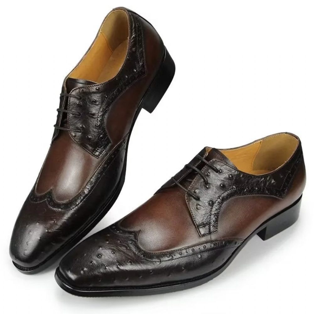 Chaussures Formelles Pour Hommes Mariage Cuir Brogue Sur Mesure Modish - Café