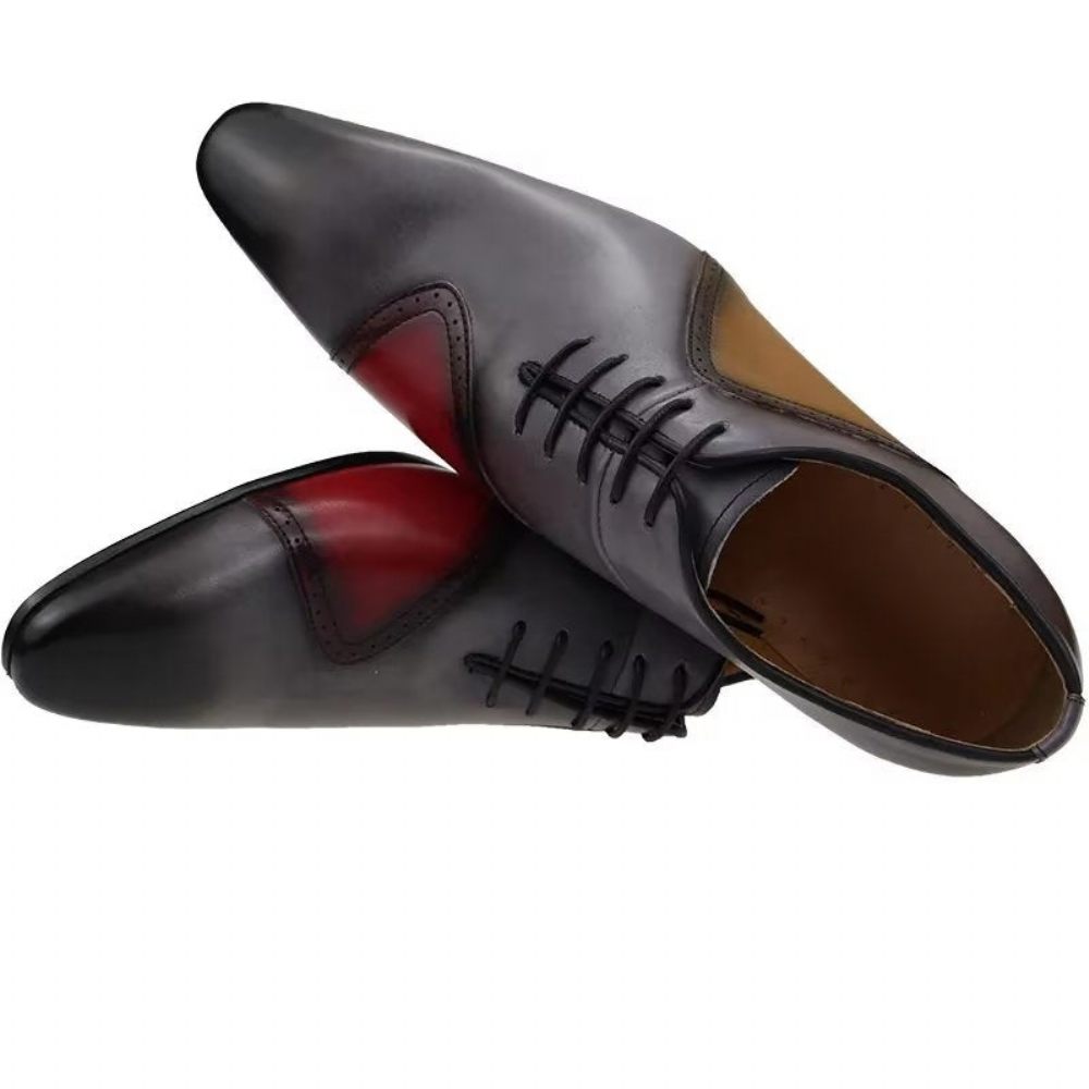 Chaussures Formelles Pour Hommes Mariage Cuir Richelieu Sur Mesure Opulentes - Gris