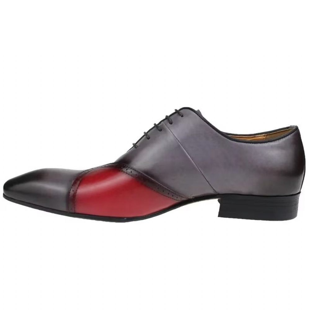 Chaussures Formelles Pour Hommes Mariage Cuir Richelieu Sur Mesure Opulentes - Gris