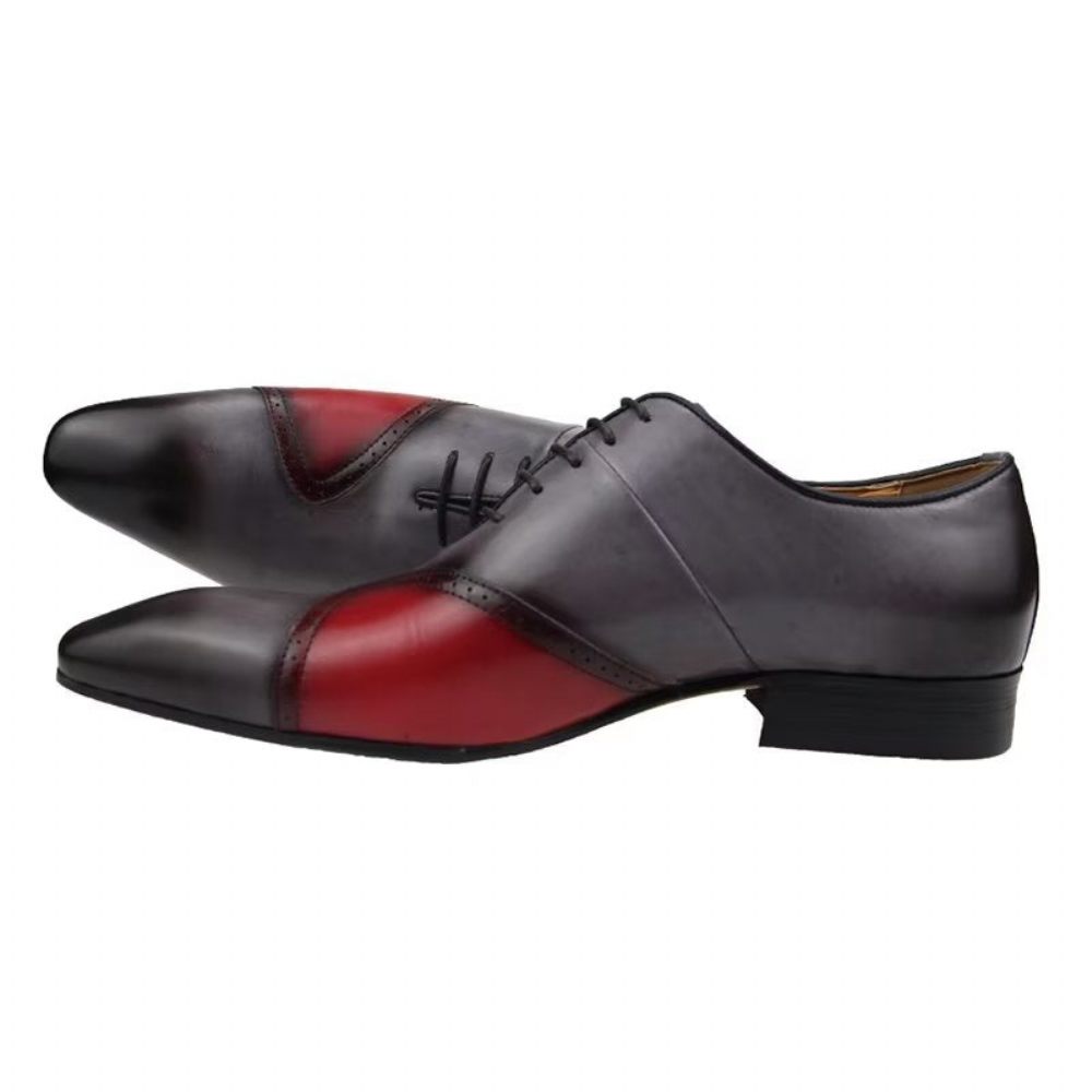 Chaussures Formelles Pour Hommes Mariage Cuir Richelieu Sur Mesure Opulentes - Gris