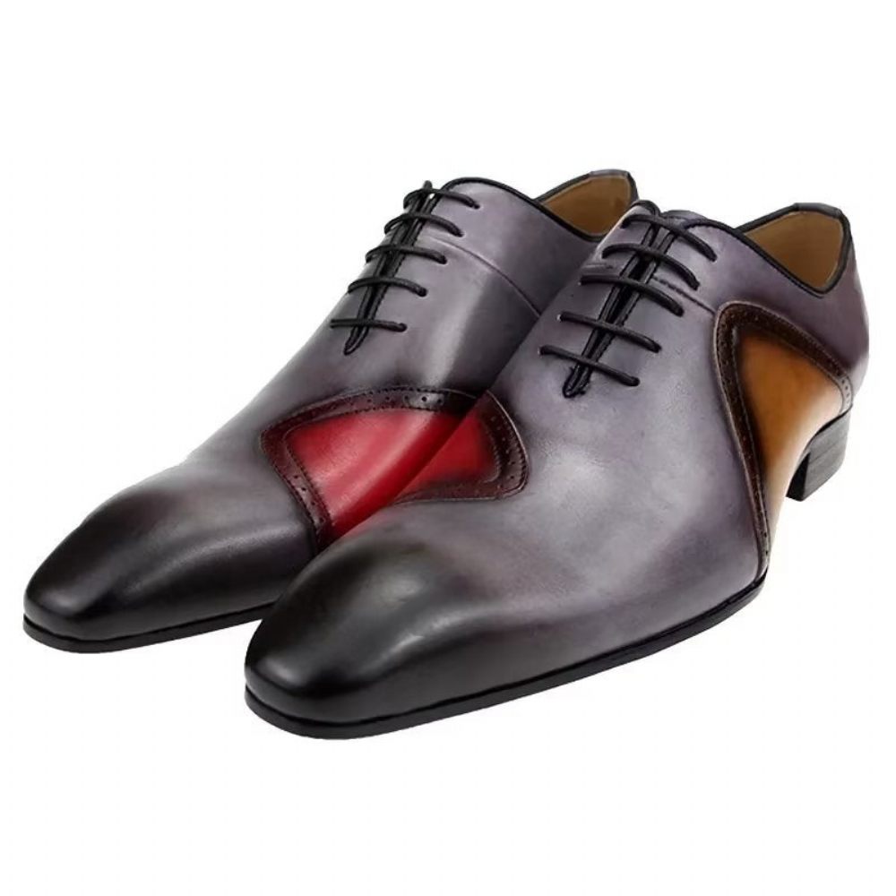 Chaussures Formelles Pour Hommes Mariage Cuir Richelieu Sur Mesure Opulentes - Gris