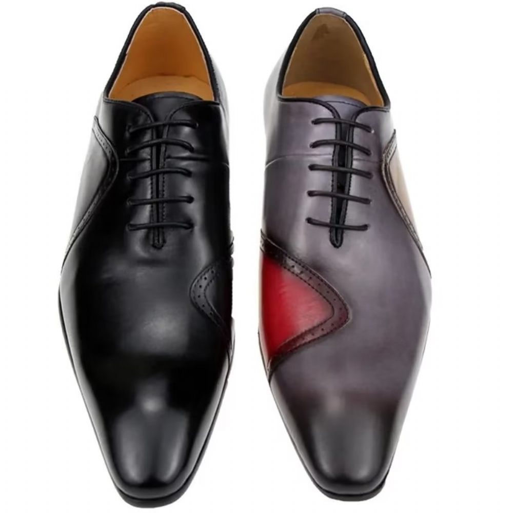 Chaussures Formelles Pour Hommes Mariage Cuir Richelieu Sur Mesure Opulentes - Gris