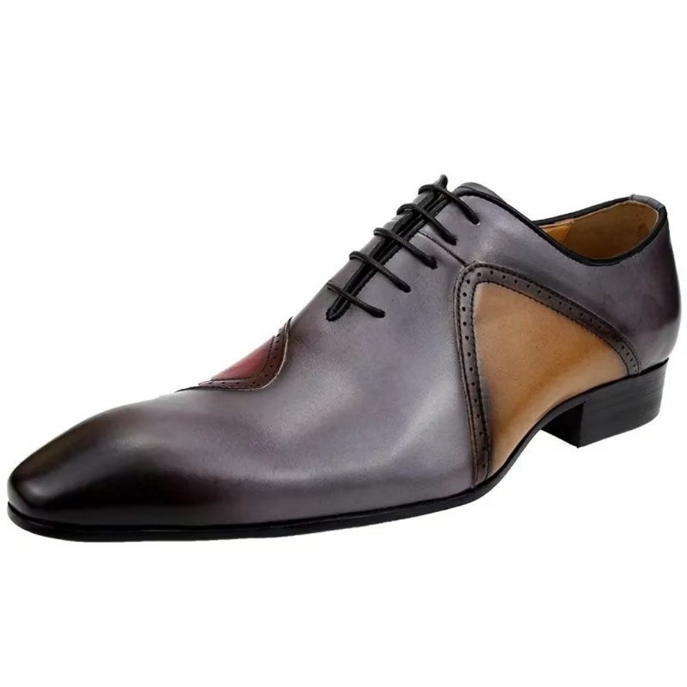 Chaussures Formelles Pour Hommes Mariage Cuir Richelieu Sur Mesure Opulentes - Gris