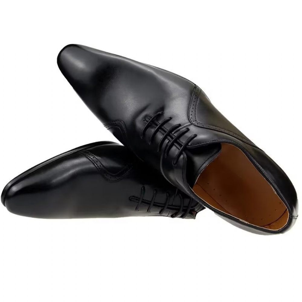 Chaussures Formelles Pour Hommes Mariage Cuir Richelieu Sur Mesure Opulentes - Noir