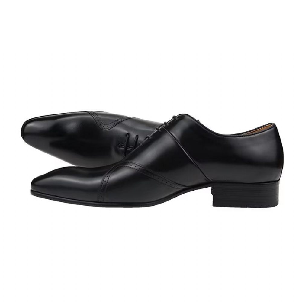 Chaussures Formelles Pour Hommes Mariage Cuir Richelieu Sur Mesure Opulentes - Noir