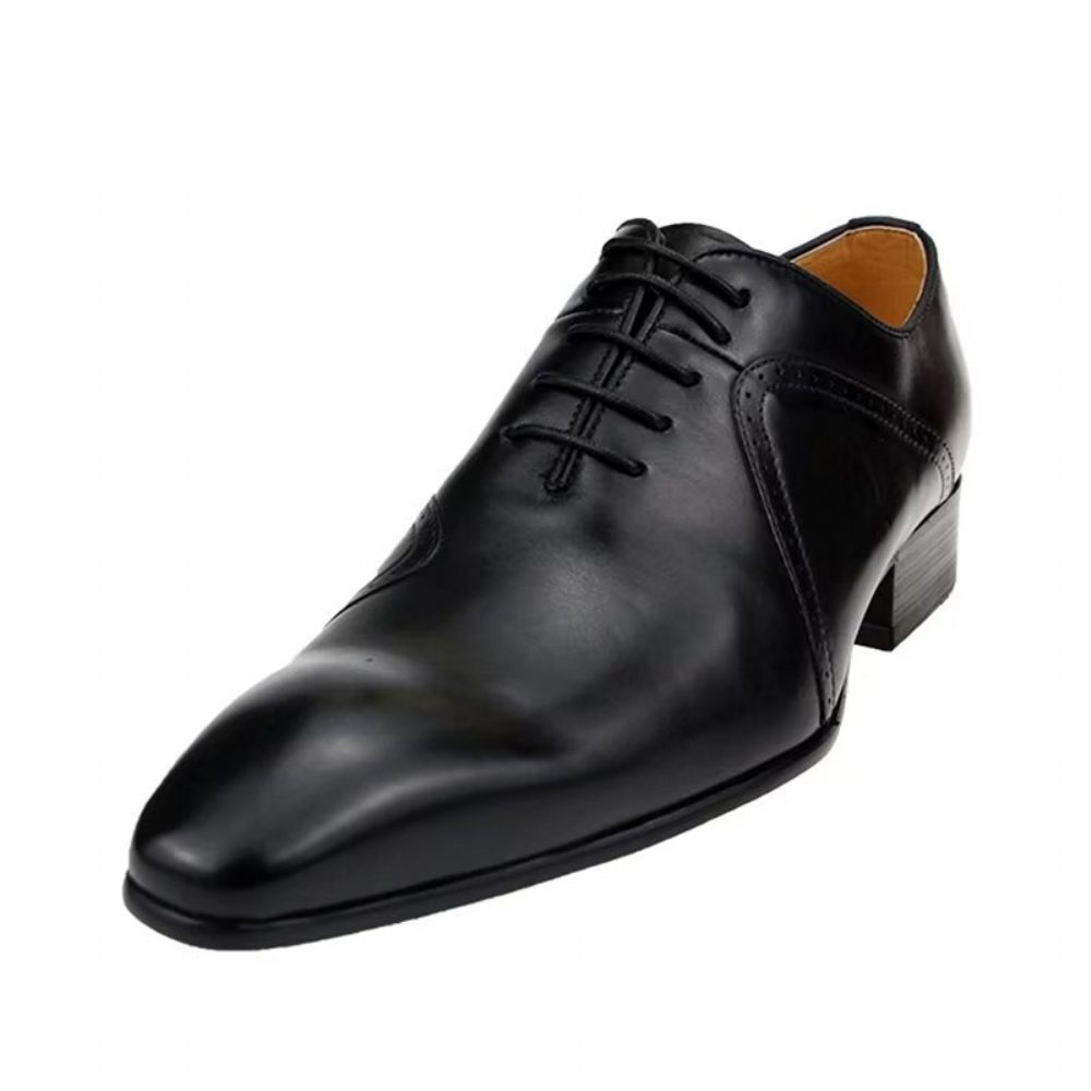 Chaussures Formelles Pour Hommes Mariage Cuir Richelieu Sur Mesure Opulentes - Noir