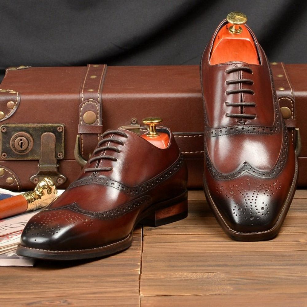 Chaussures Formelles Pour Hommes Mariage À Lacets - Café