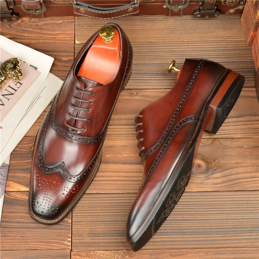 Chaussures Formelles Pour Hommes Mariage À Lacets - Café