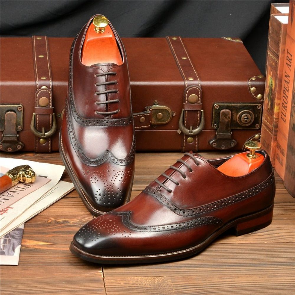 Chaussures Formelles Pour Hommes Mariage À Lacets - Café