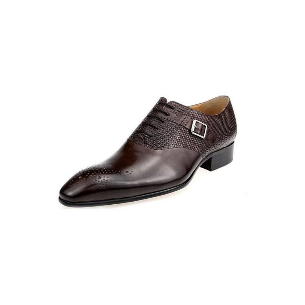 Chaussures Formelles Pour Hommes Mariage À Lacets Cuir Brogue Élégant - Café