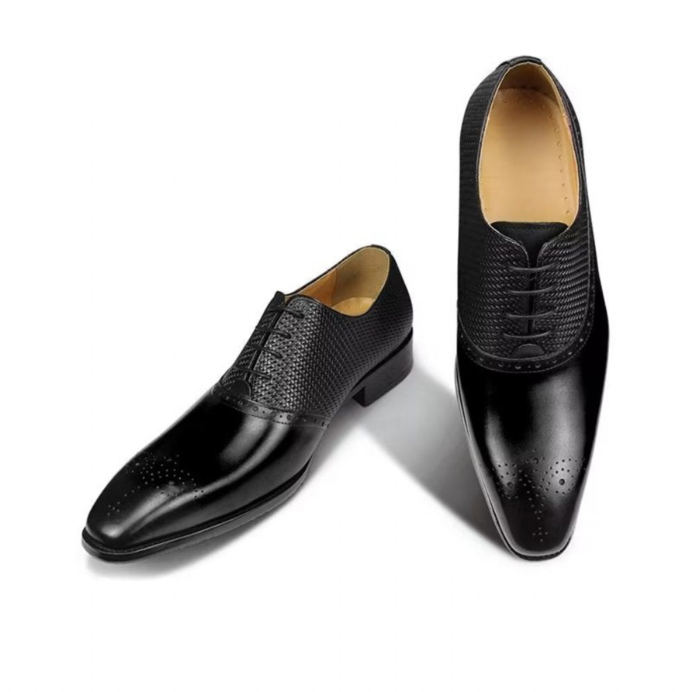 Chaussures Formelles Pour Hommes Mariage À Lacets Cuir Brogue Élégant - Noir