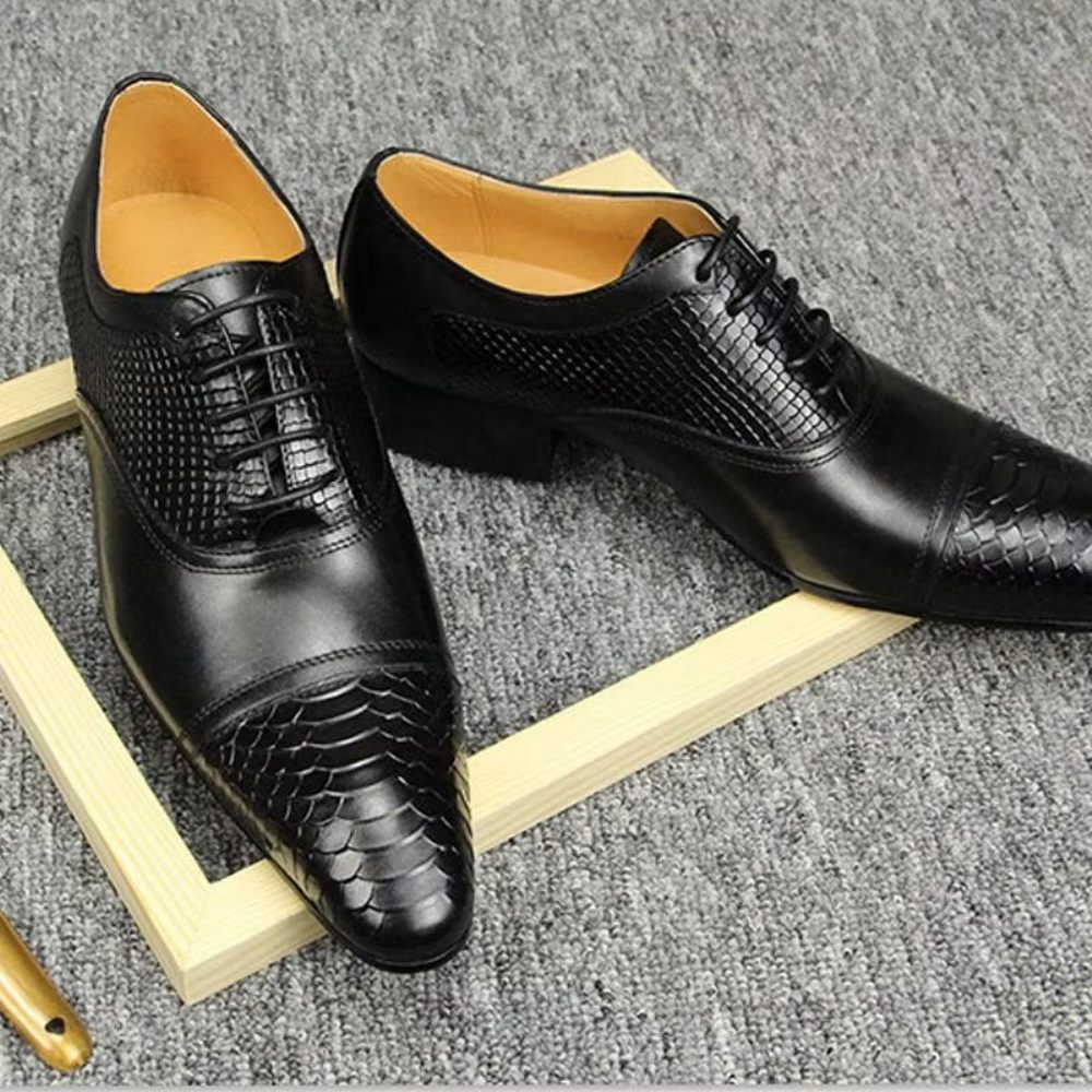 Chaussures Formelles Pour Hommes Mariage À Lacets Cuir Brogue Personnalisées Élégantes - Noir