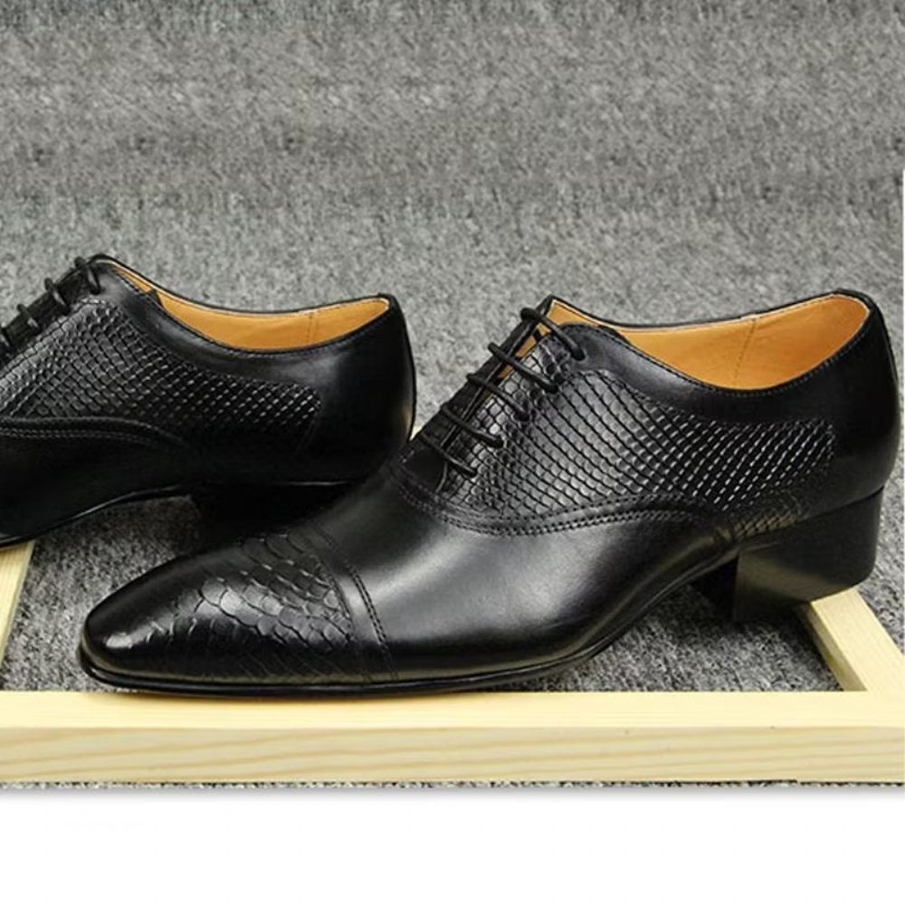 Chaussures Formelles Pour Hommes Mariage À Lacets Cuir Brogue Personnalisées Élégantes - Noir