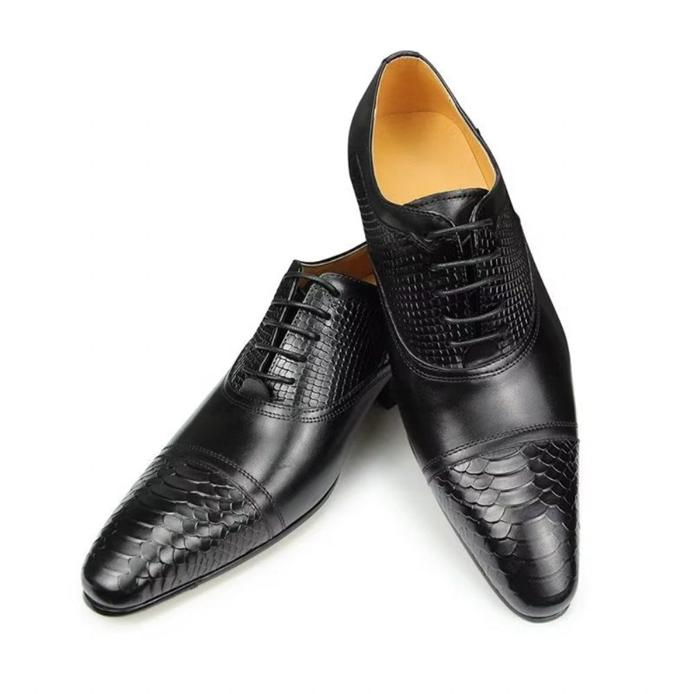 Chaussures Formelles Pour Hommes Mariage À Lacets Cuir Brogue Personnalisées Élégantes - Noir