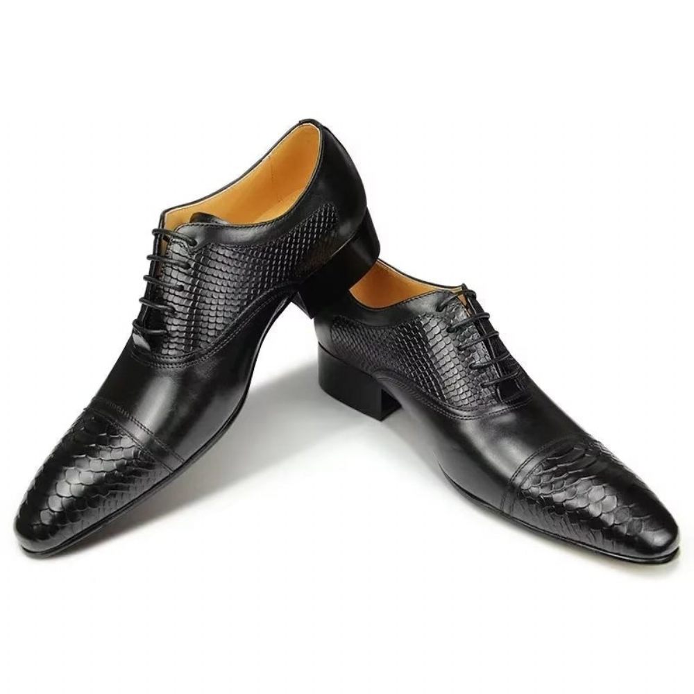 Chaussures Formelles Pour Hommes Mariage À Lacets Cuir Brogue Personnalisées Élégantes - Noir