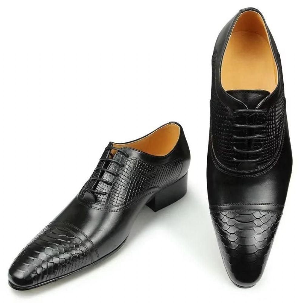 Chaussures Formelles Pour Hommes Mariage À Lacets Cuir Brogue Personnalisées Élégantes - Noir