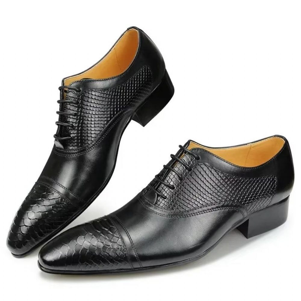 Chaussures Formelles Pour Hommes Mariage À Lacets Cuir Brogue Personnalisées Élégantes - Noir