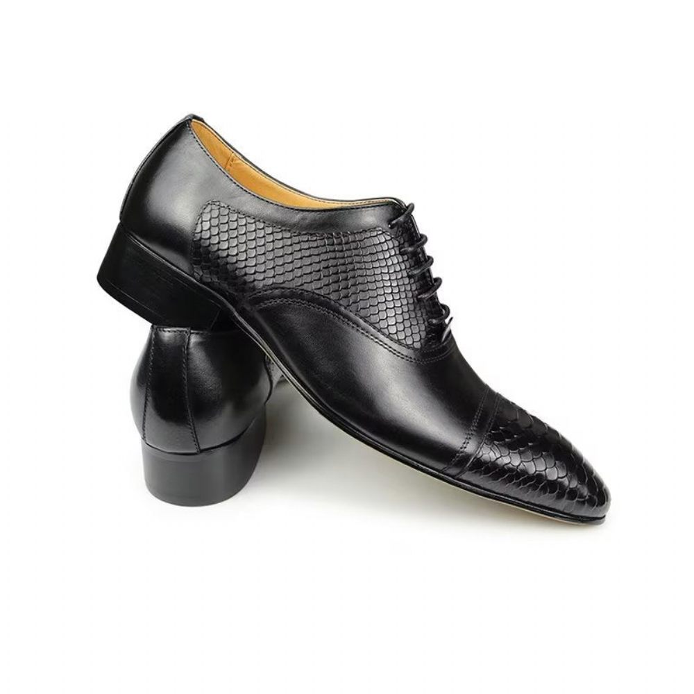 Chaussures Formelles Pour Hommes Mariage À Lacets Cuir Brogue Personnalisées Élégantes - Noir