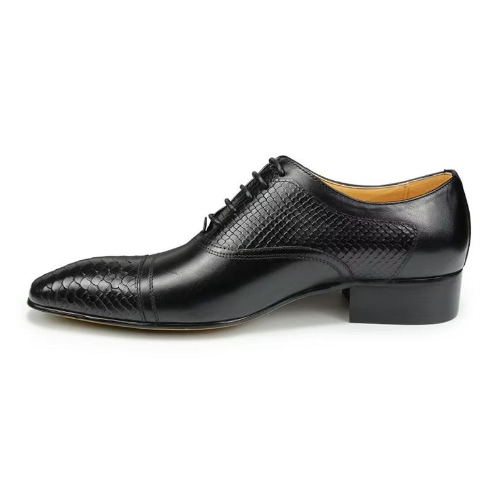 Chaussures Formelles Pour Hommes Mariage À Lacets Cuir Brogue Personnalisées Élégantes - Noir