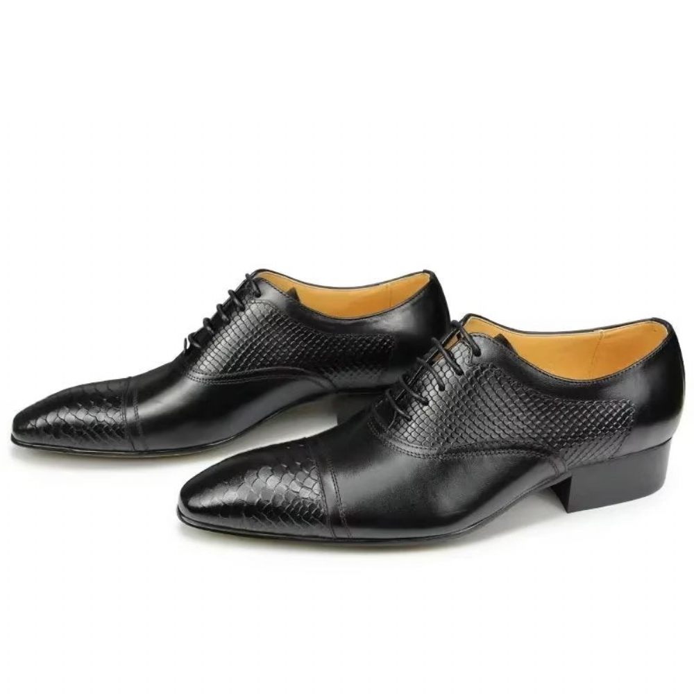 Chaussures Formelles Pour Hommes Mariage À Lacets Cuir Brogue Personnalisées Élégantes - Noir