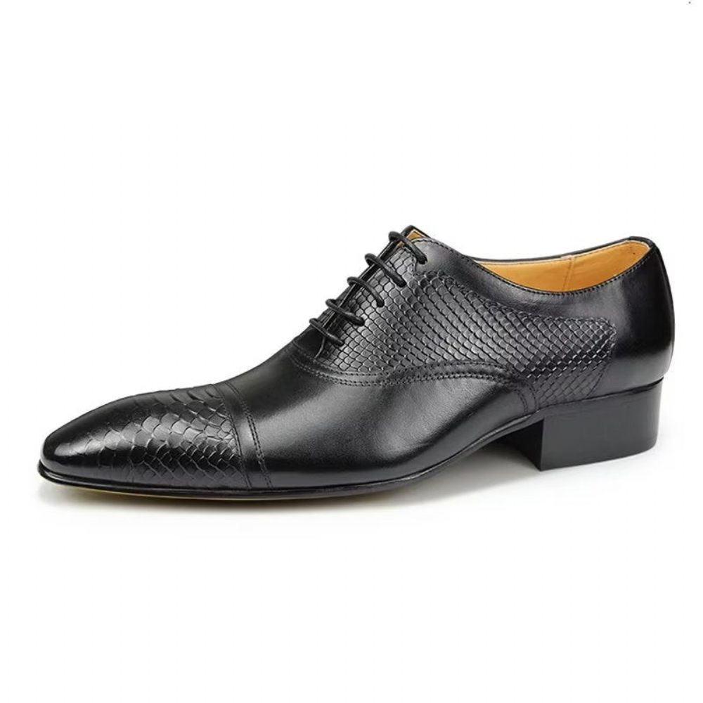 Chaussures Formelles Pour Hommes Mariage À Lacets Cuir Brogue Personnalisées Élégantes - Noir