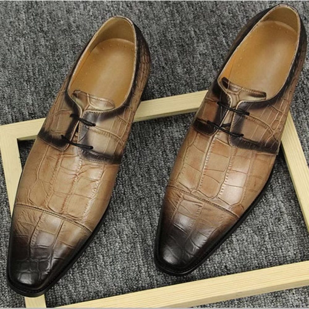 Chaussures Formelles Pour Hommes Mariage À Lacets Personnalisées - Marron