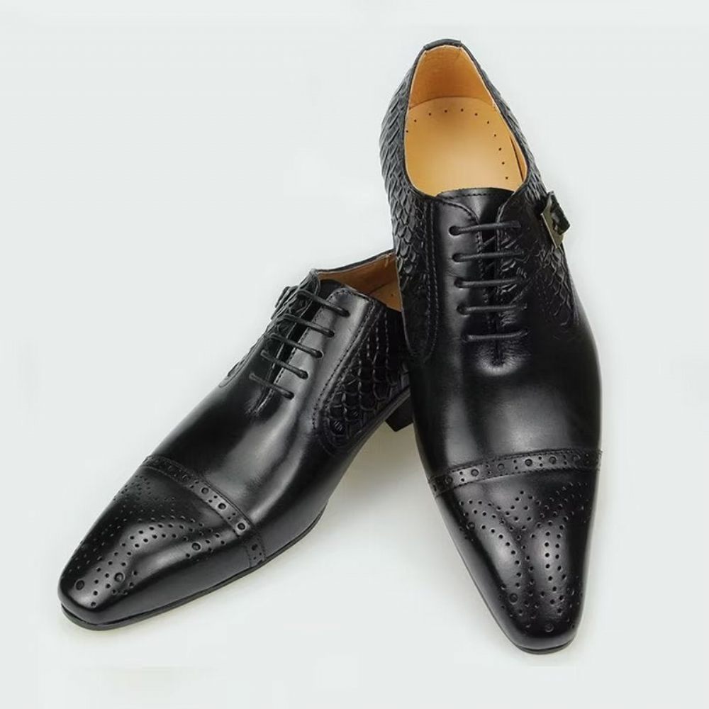 Chaussures Formelles Pour Hommes Mariage À Lacets Personnalisées - Noir