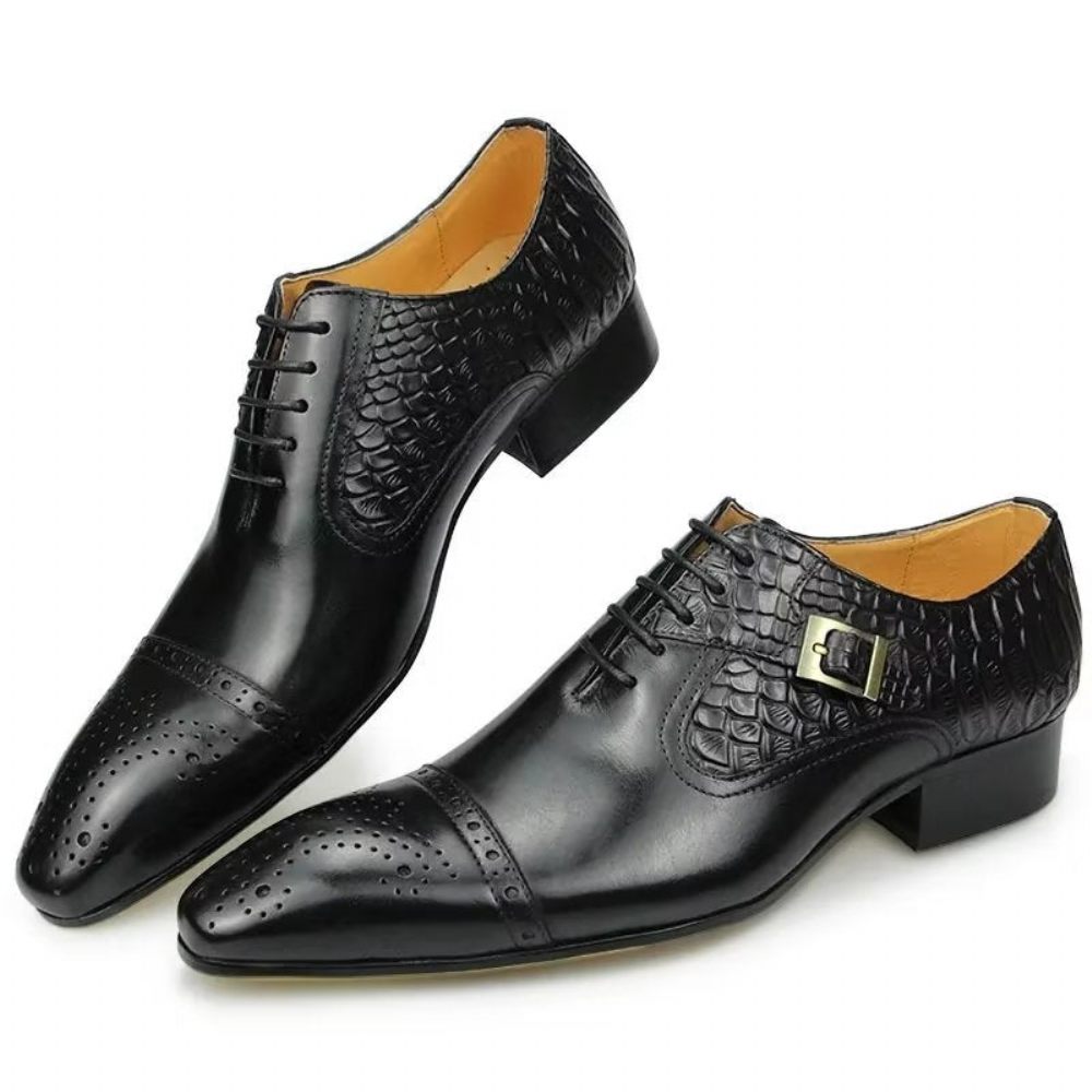 Chaussures Formelles Pour Hommes Mariage À Lacets Personnalisées - Noir