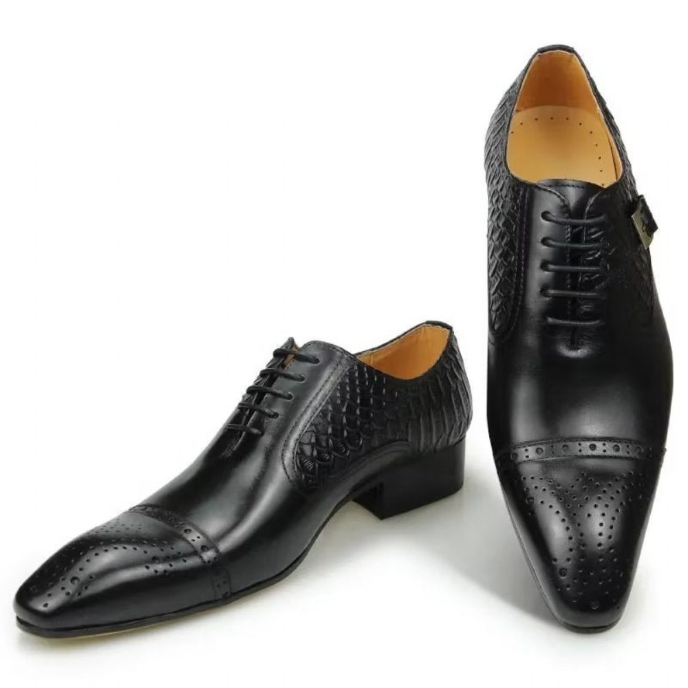 Chaussures Formelles Pour Hommes Mariage À Lacets Personnalisées - Noir