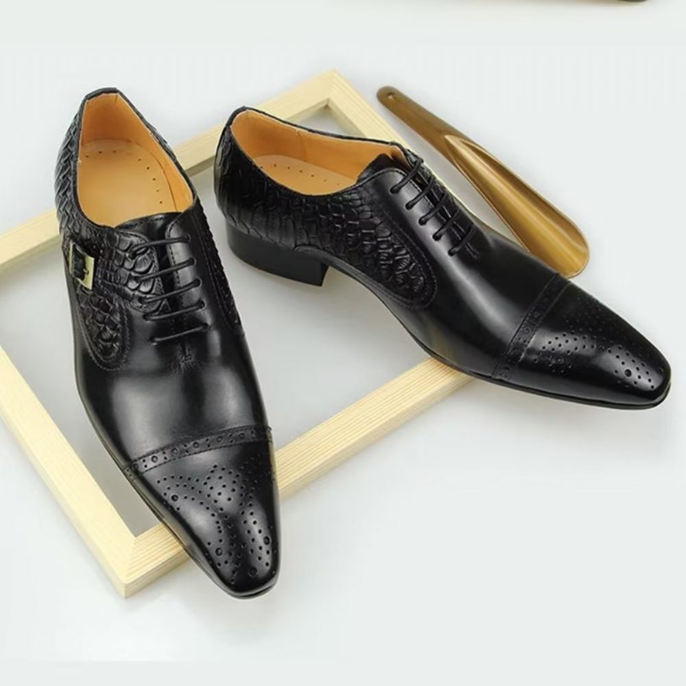 Chaussures Formelles Pour Hommes Mariage À Lacets Personnalisées - Noir