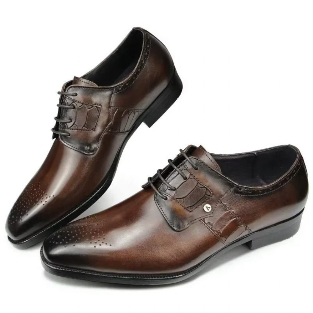 Chaussures Formelles Pour Hommes Mariage À Lacets Personnalisées - Café