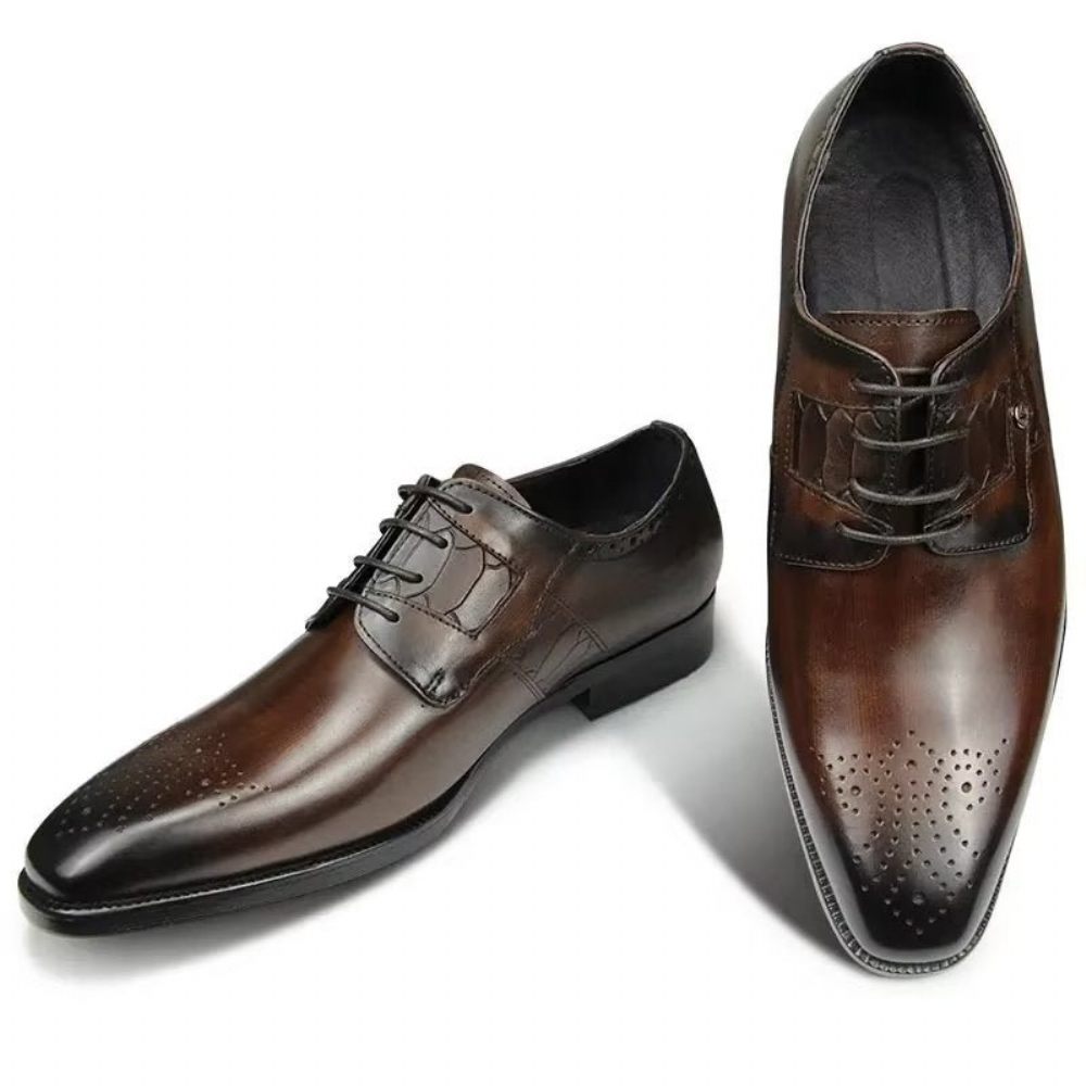 Chaussures Formelles Pour Hommes Mariage À Lacets Personnalisées - Café