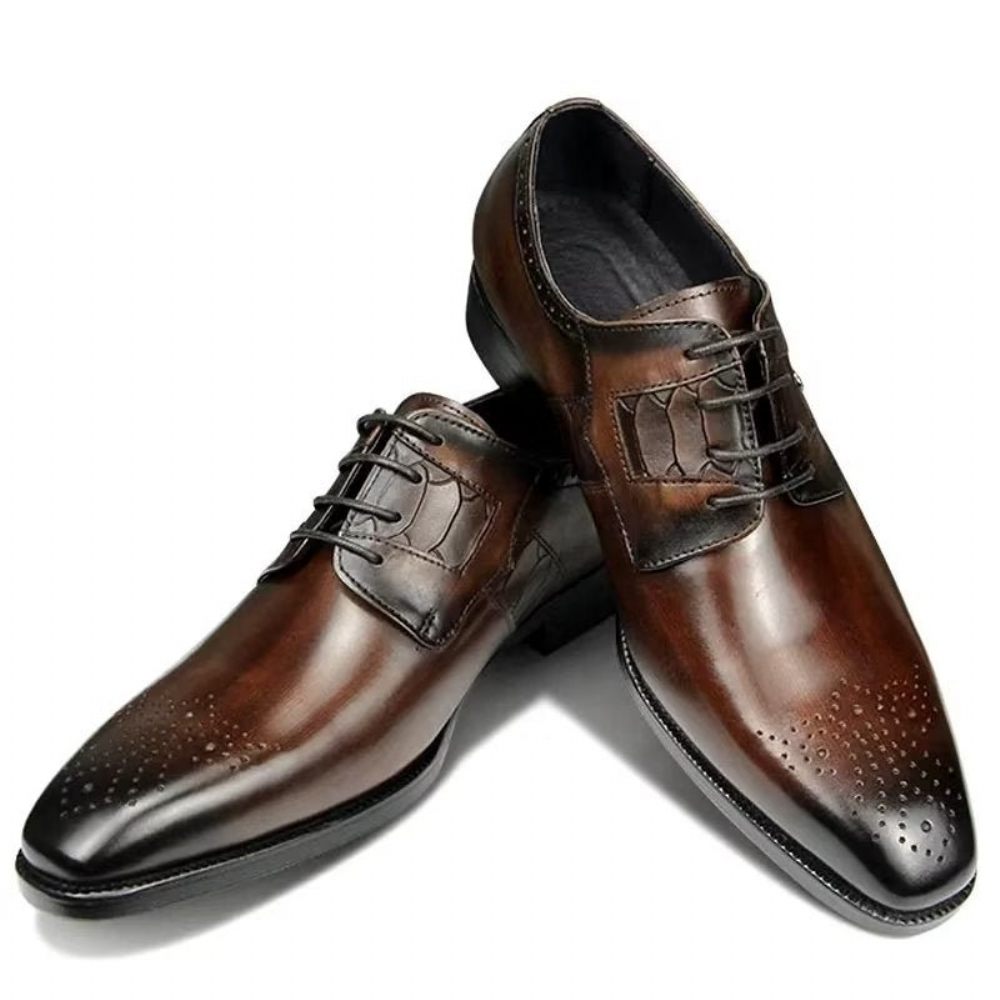 Chaussures Formelles Pour Hommes Mariage À Lacets Personnalisées - Café