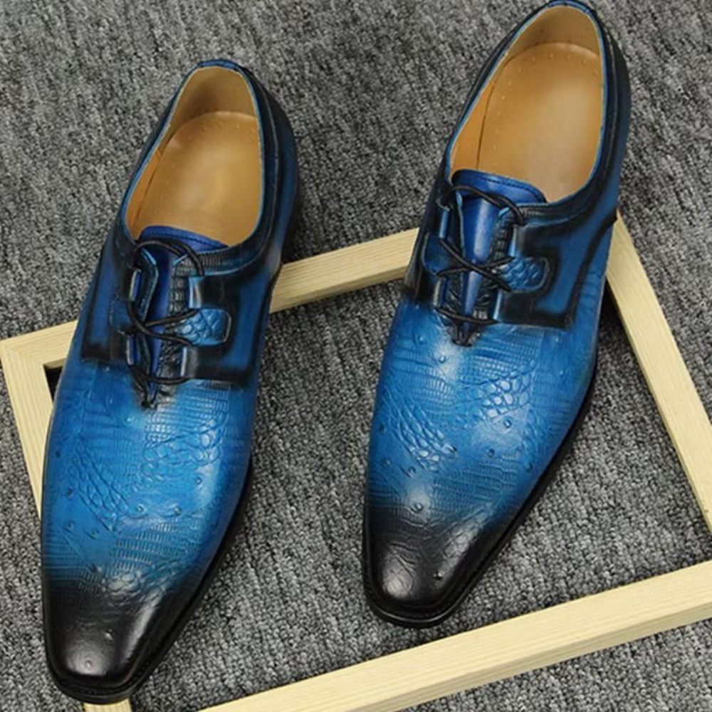 Chaussures Formelles Pour Hommes Mariage À Lacets Personnalisées - Bleu