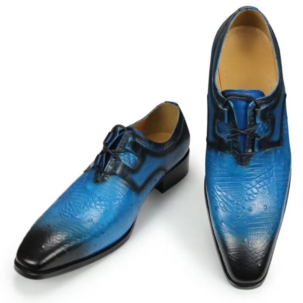 Chaussures Formelles Pour Hommes Mariage À Lacets Personnalisées - Bleu