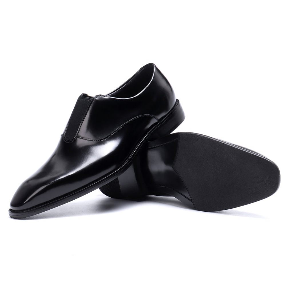 Chaussures Formelles Pour Hommes Mariage Luxe À Bout Pointu Avec Bande Élastique - Noir