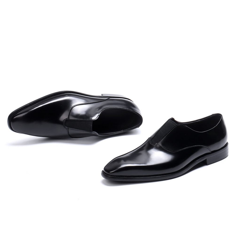 Chaussures Formelles Pour Hommes Mariage Luxe À Bout Pointu Avec Bande Élastique - Noir